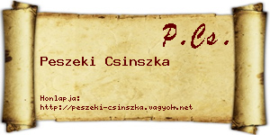 Peszeki Csinszka névjegykártya